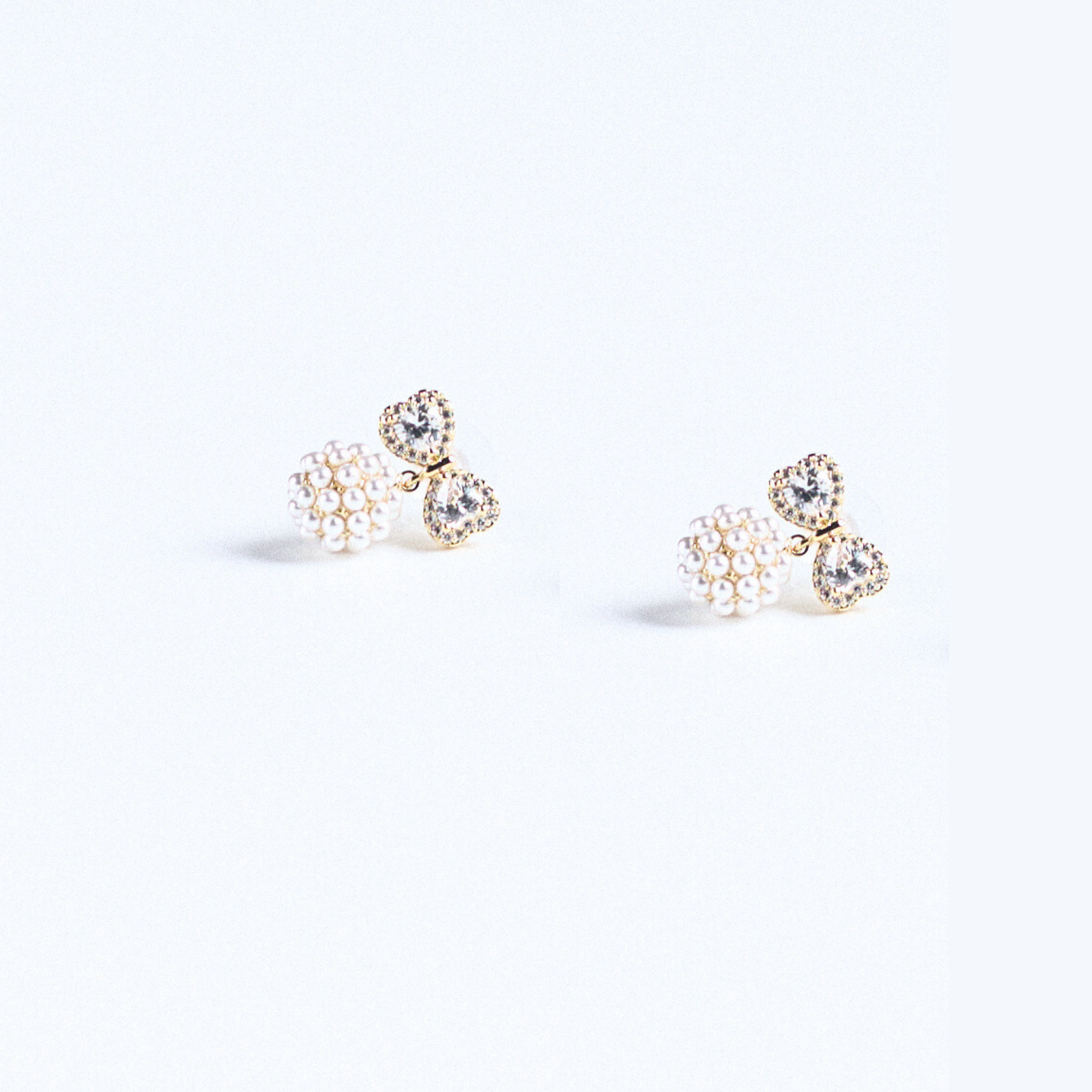Amélie Heart & Pearl Studs