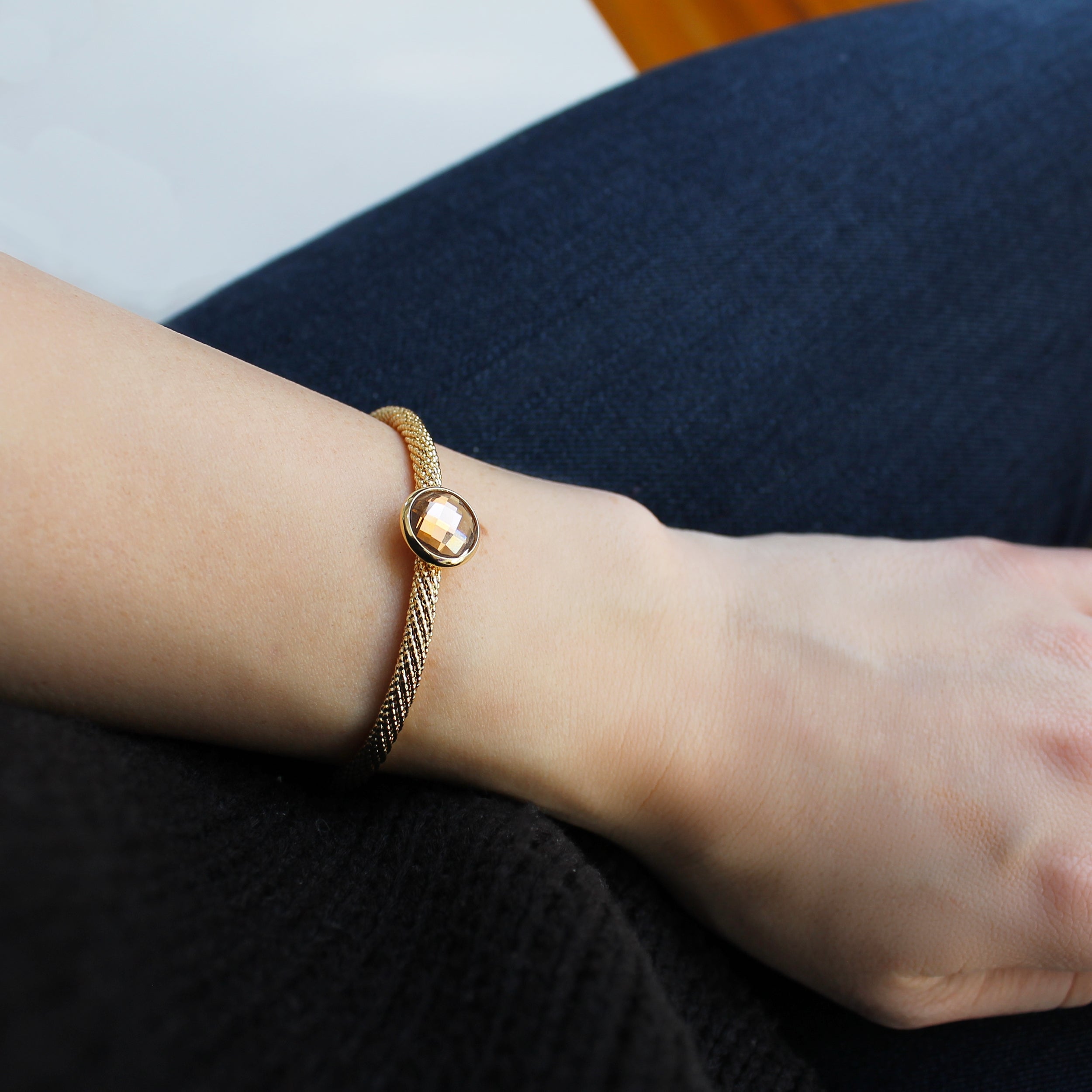 Rope Cuff Bracelet with Stone