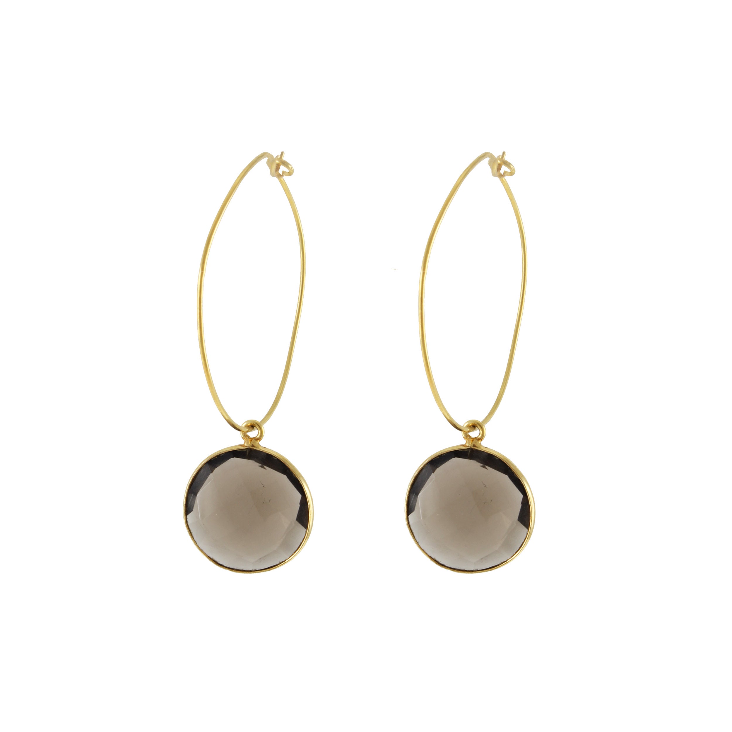 Smoky Quartz Hoop Earrings