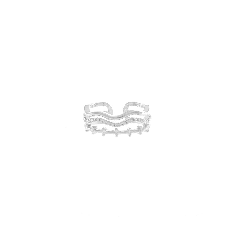 Triple Wave Ring with CZ