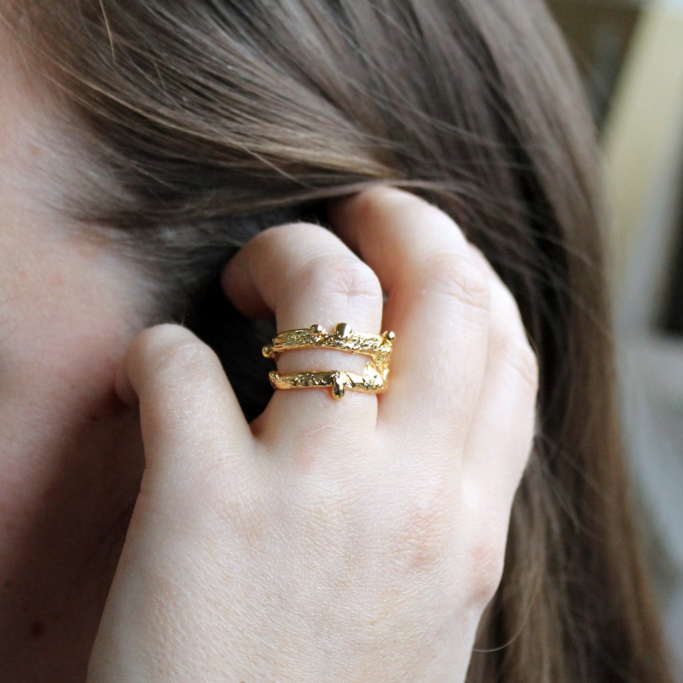 Organic Textured Gold Ring