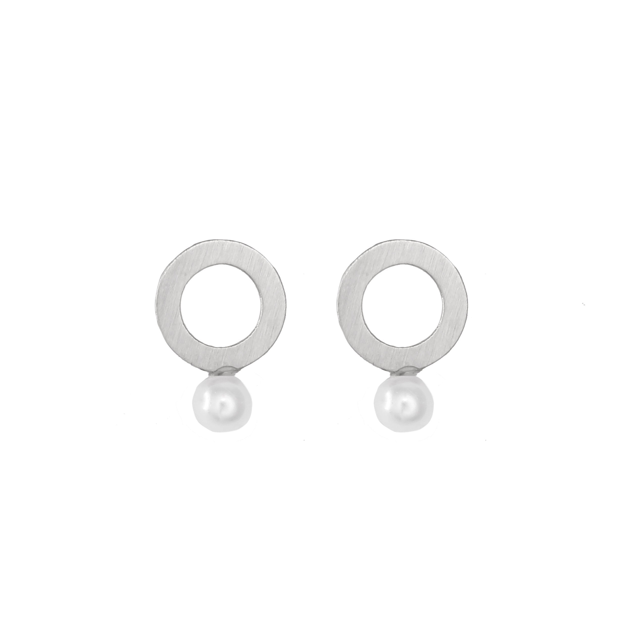 Elegant Circle and Pearl Stud Earrings