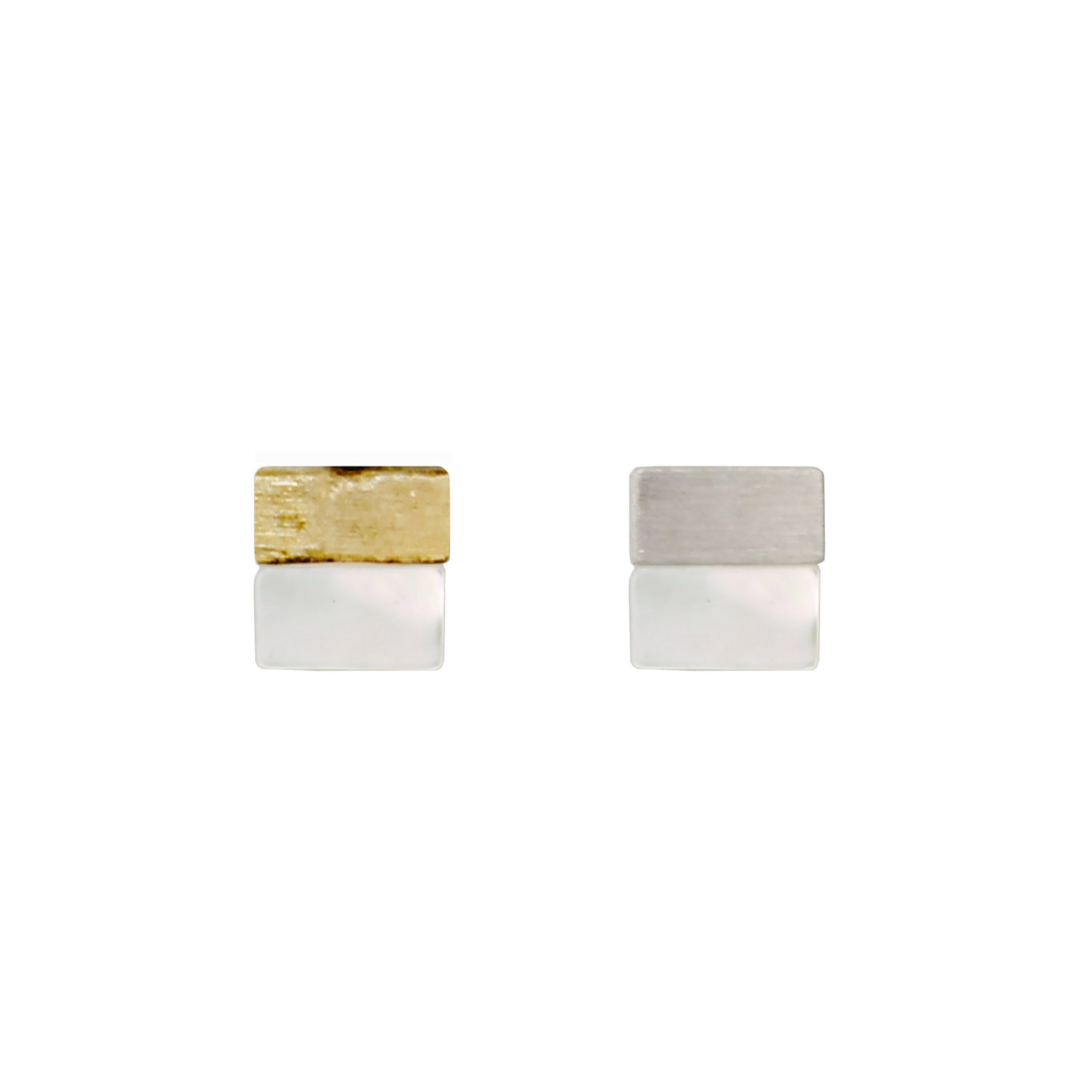 Geometric Two-Tone Stud Earrings