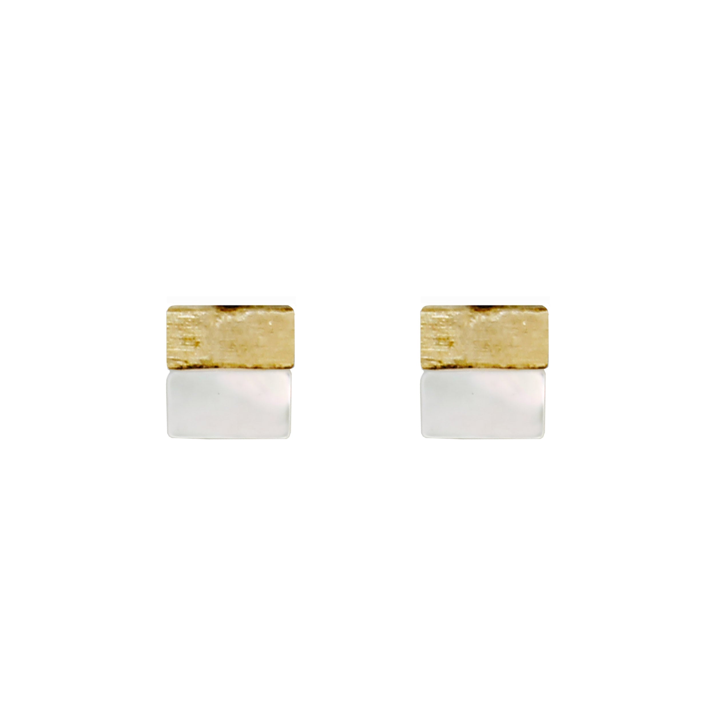 Geometric Two-Tone Stud Earrings