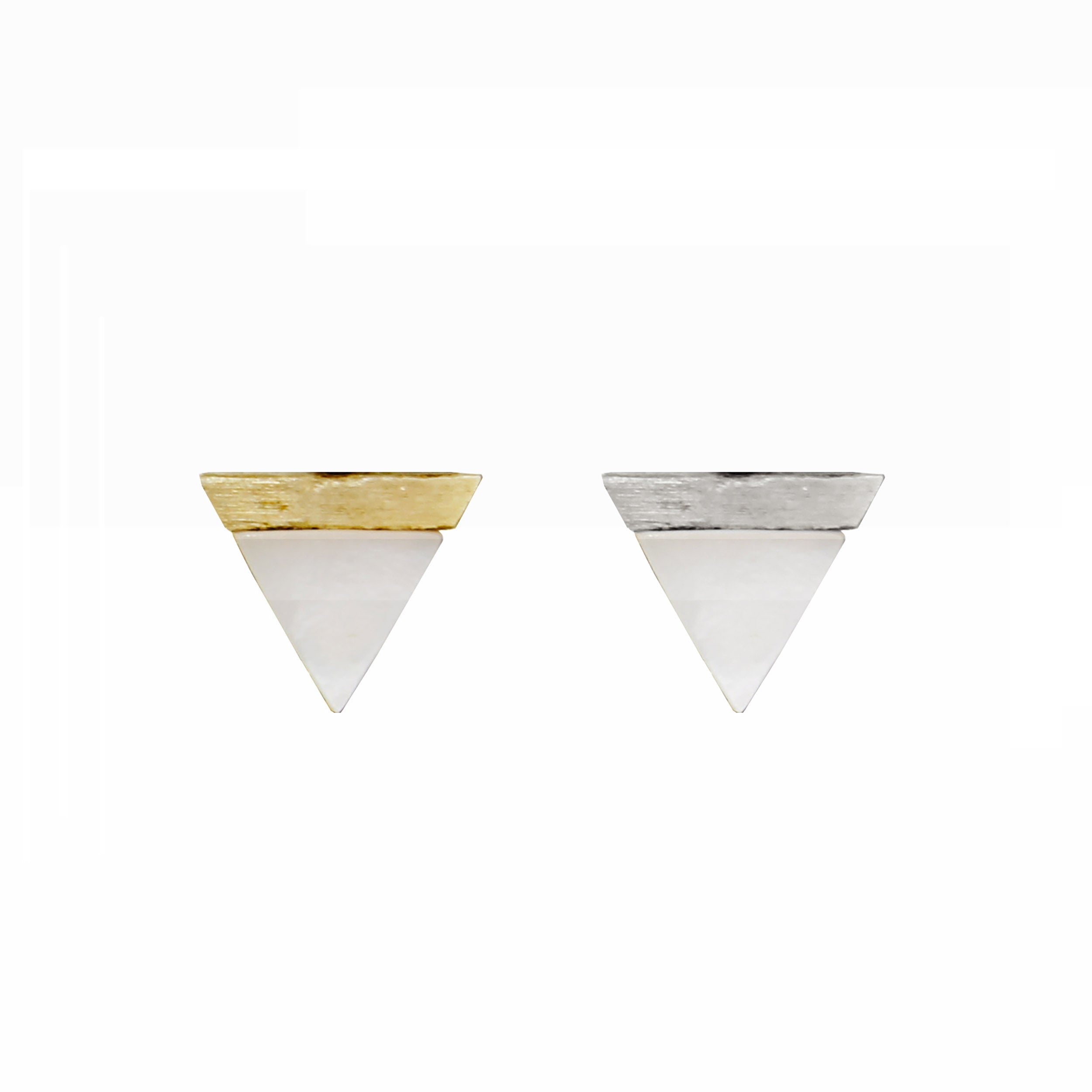 Two-Tone Triangle Stud Earrings