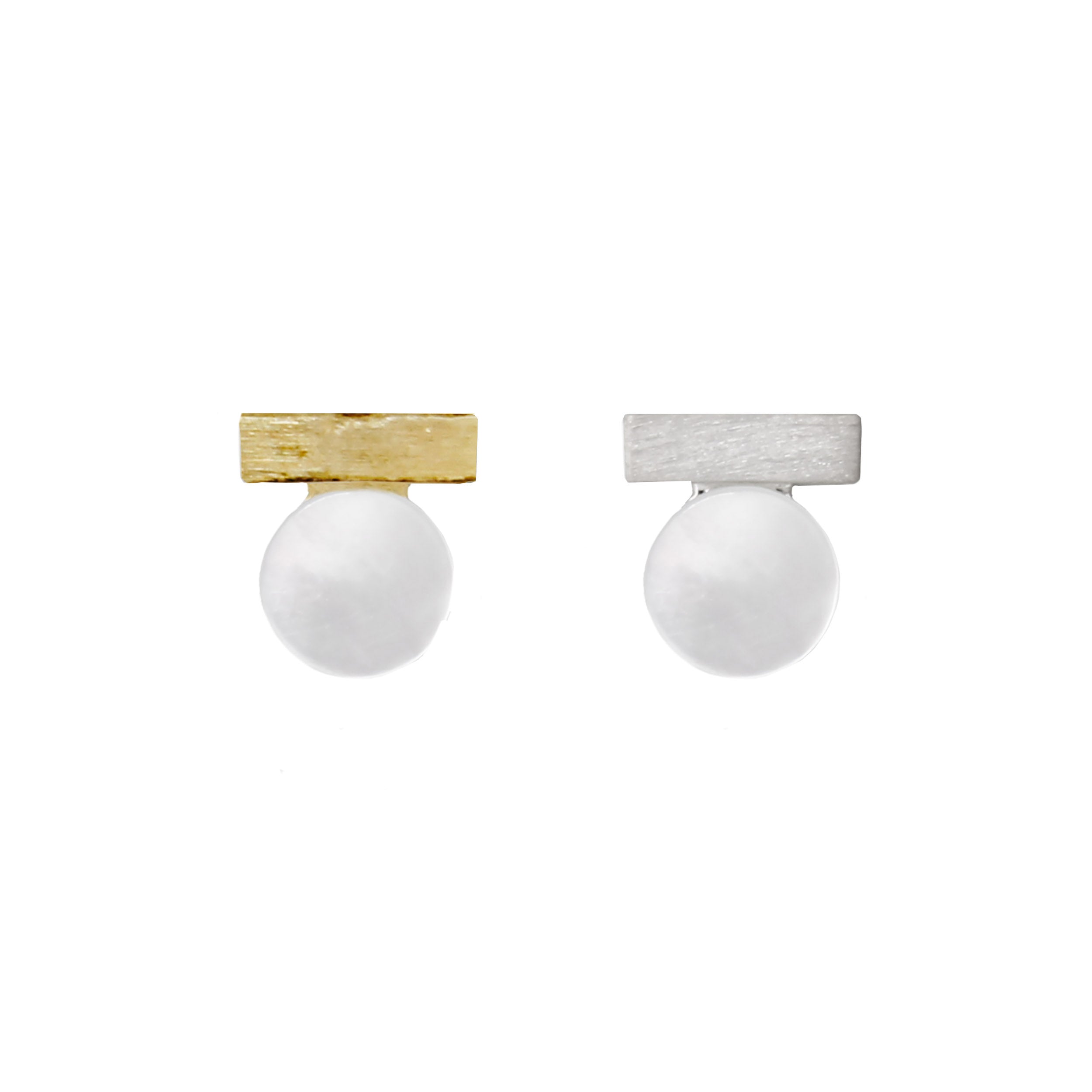 Bar and Pearl Stud Earrings