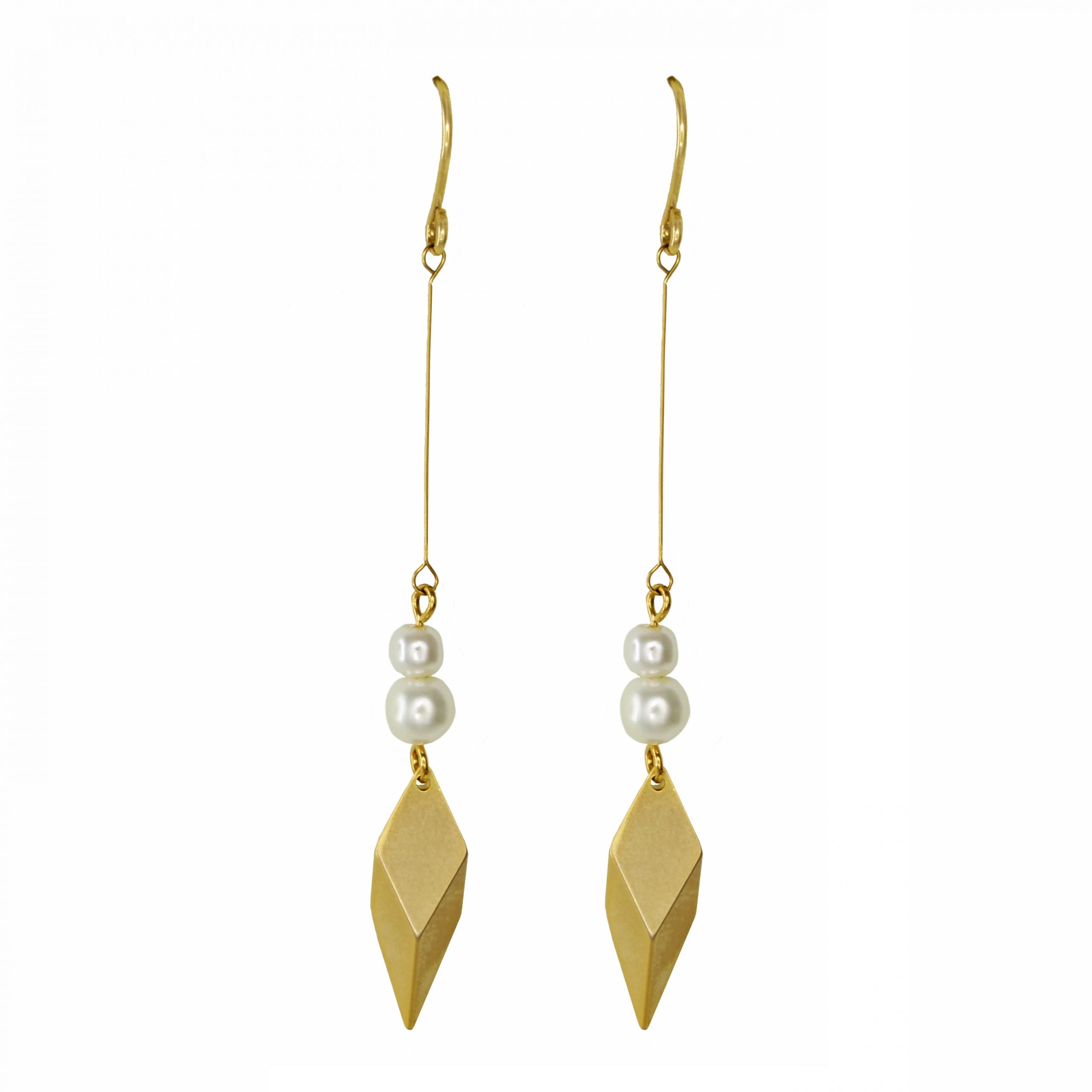 Geometric Pearl Drop Earrings