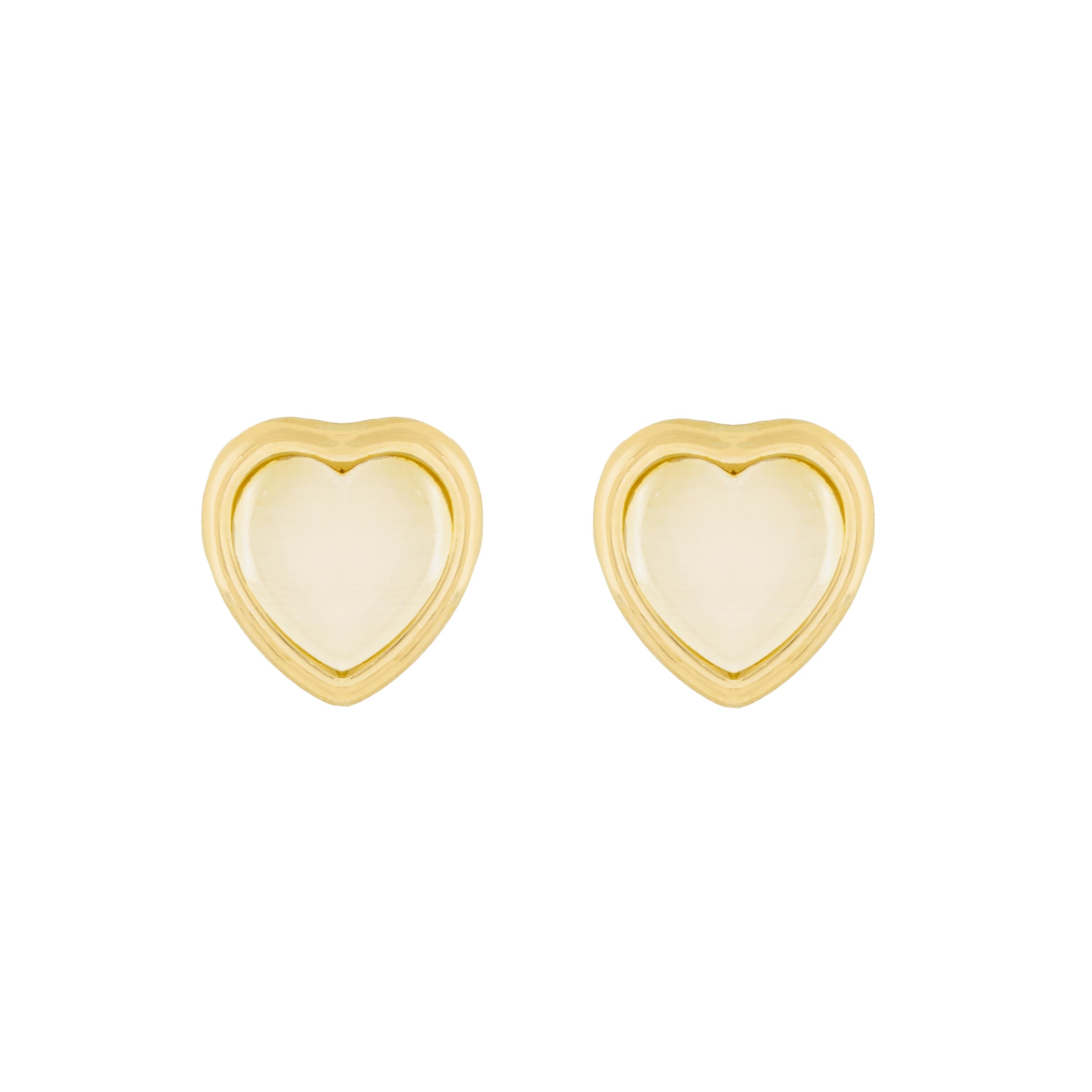 Opal heart stud earrings