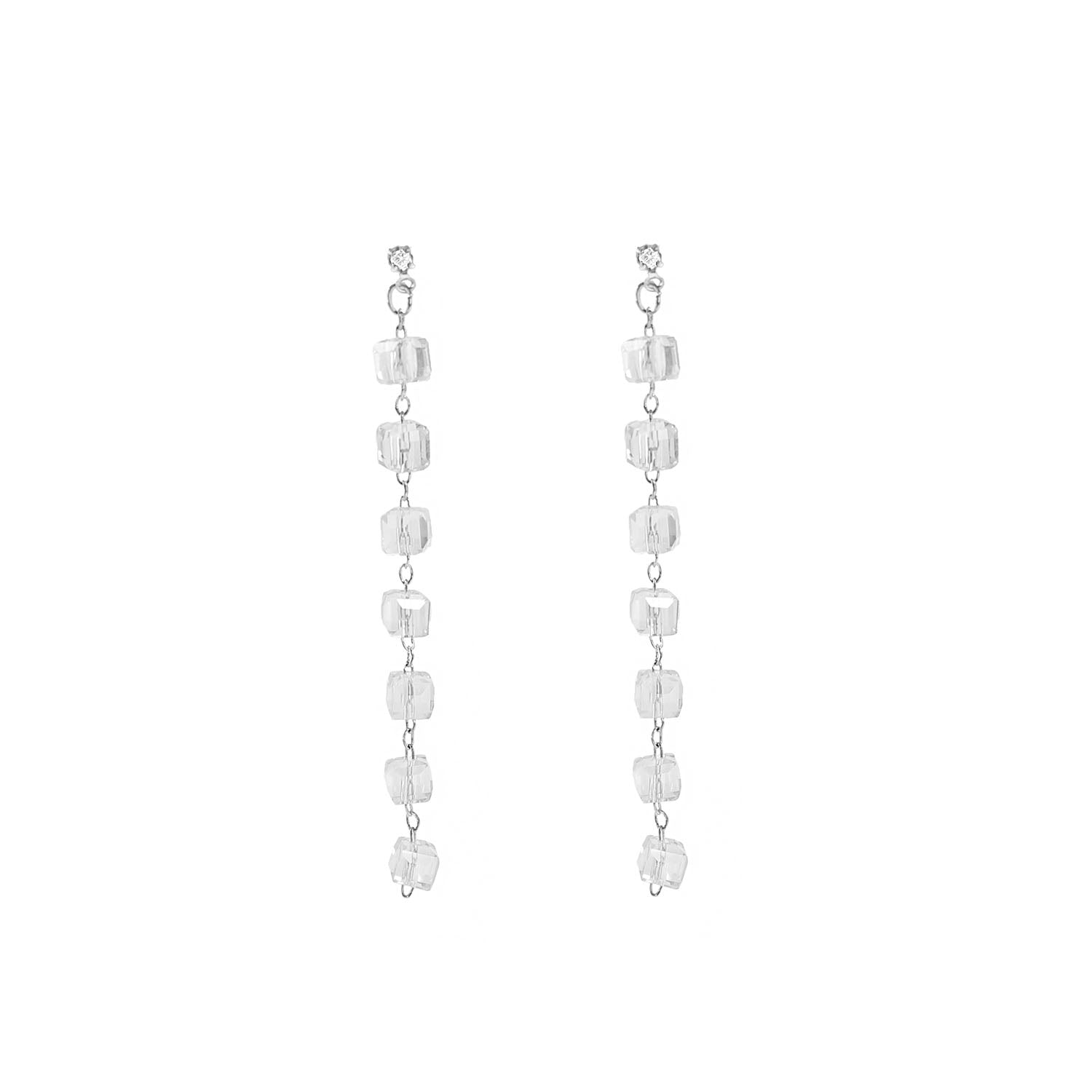 Crystal Cube Drop Earrings