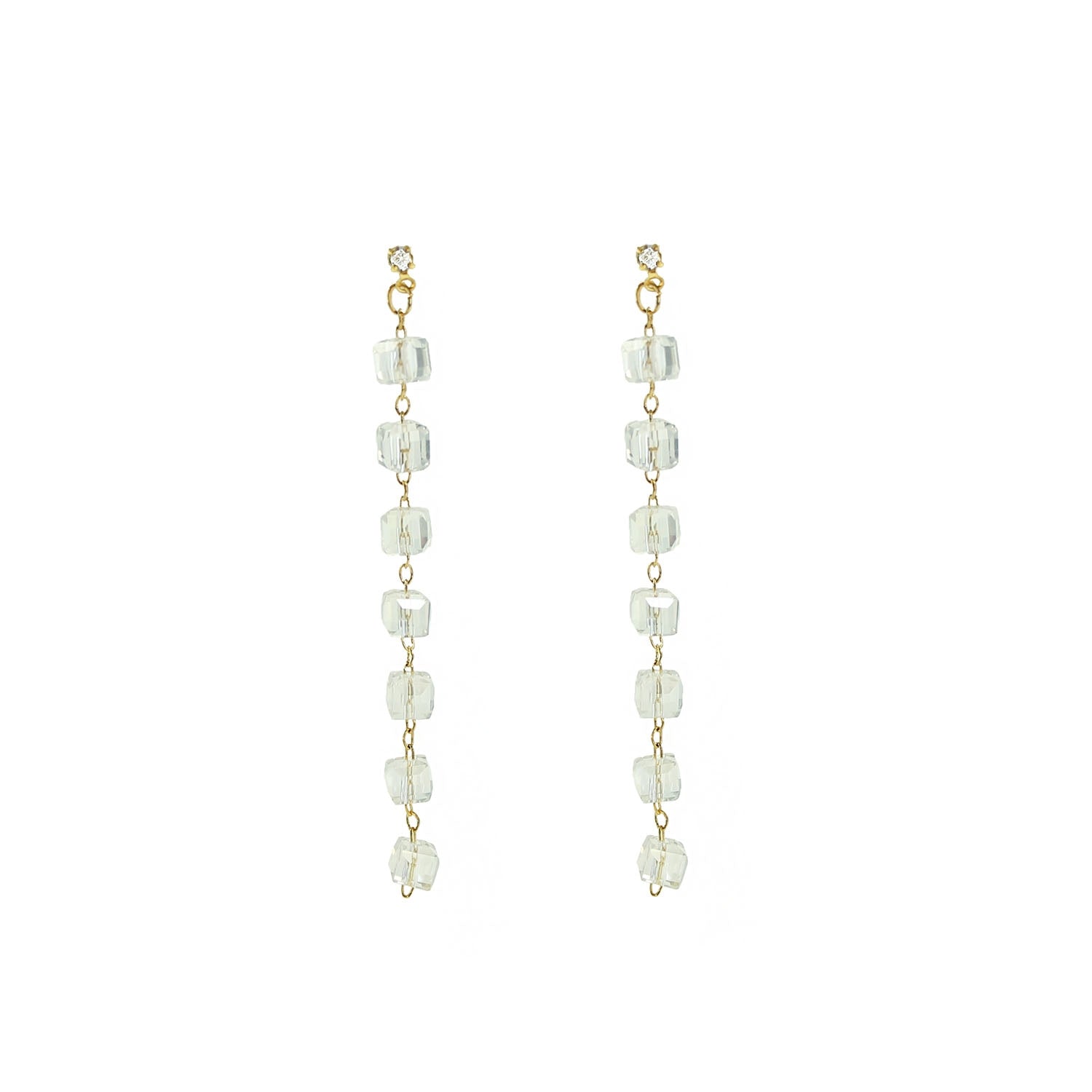 Crystal Cube Drop Earrings